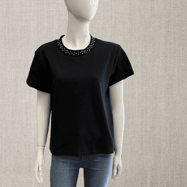Black Rhinestone Detailed Top — view 1