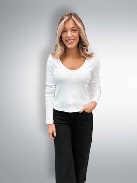 White Scoop Neck Top — view 1