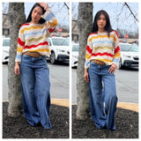 MULTI COLORED CROCHET SWEATER