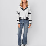 V NECK STRIPPED SWEATER